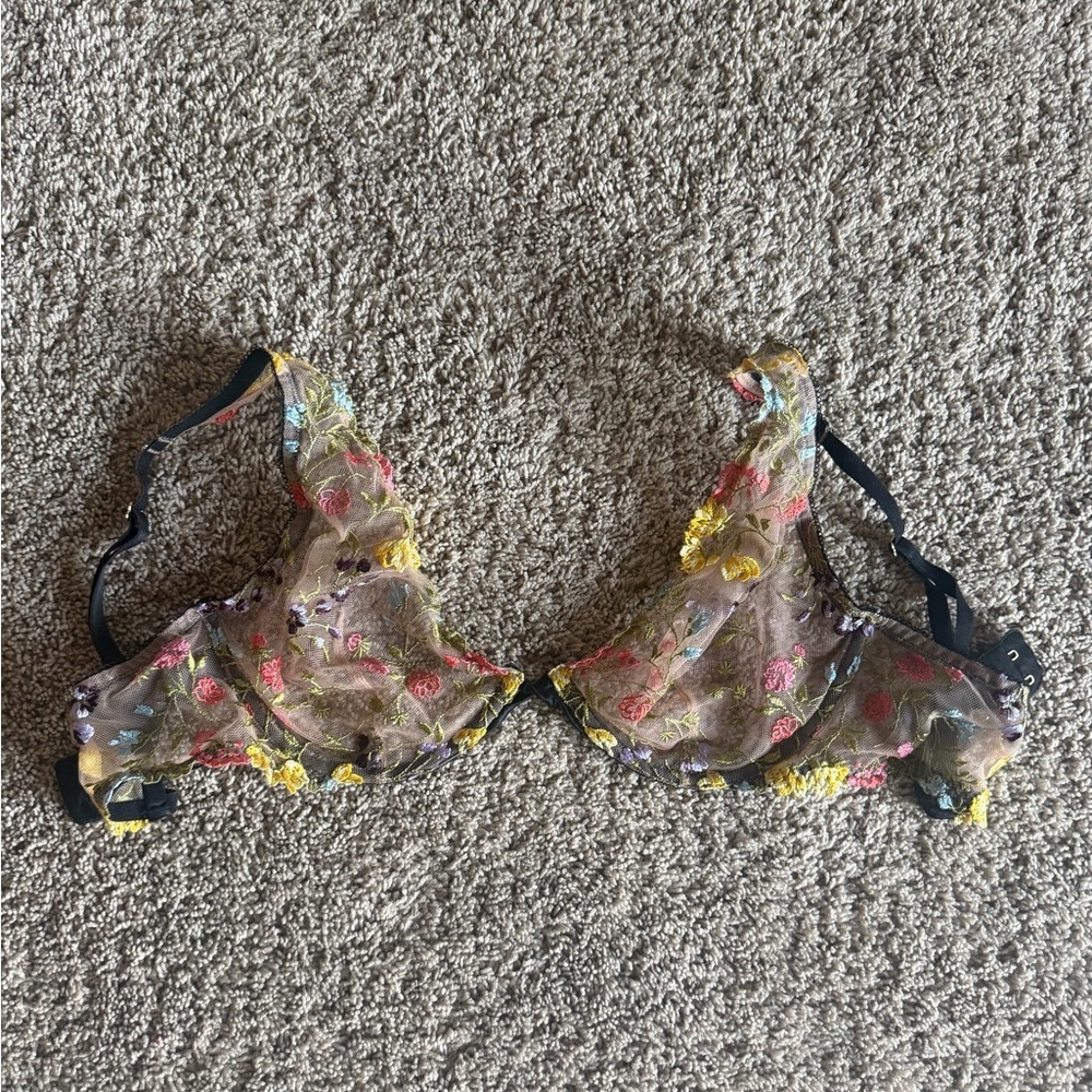 Victoria Secret Floral Embroidered Sheer Balconette Bra - Multicolor​​ - Picture 2 of 2